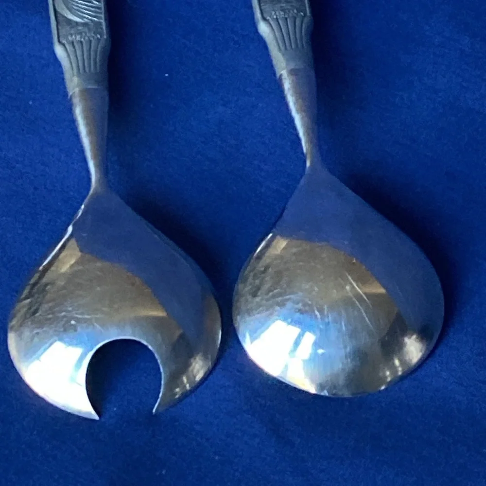VTG Large Norwegian H.S. Konge Tinn Pewter Salad Servers